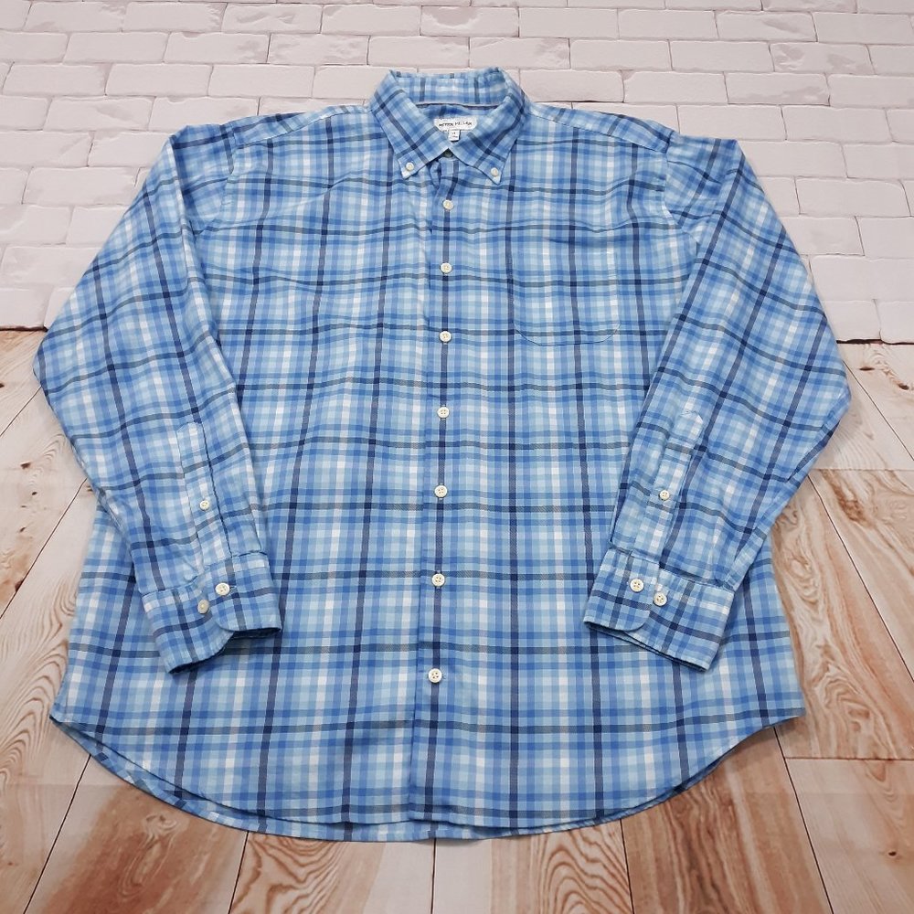 Peter Millar Button Down Shirt Mens Size XL Blue Stretch Performance Modern